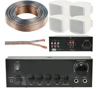 Loops 110W Mini Stereo Amplifier System 4x Background Wall Speaker Bedroom Office AUX Loops Multicolor