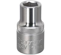 Loops 11mm Steel Drive Socket - 1/2" Square Drive - Chrome Vanadium Wrench Socket in Metallics Loops Metallics