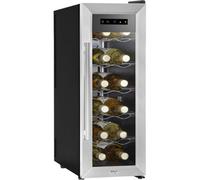 Loops 12 Bottle Freestanding Wine Cooler Fridge Led Backlit Metal Shelf Steel & Glass