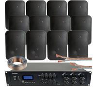 Loops 1200W Bluetooth Sound System 12X 200W Black Wall Speaker 6 Zone Matrix Amplifier