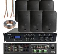 Loops 1200W Bluetooth Sound System 6X 200W Black Wall Speaker 6 Zone Matrix Amplifier