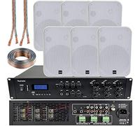 Loops 1200W Bluetooth Sound System 6x 200W White Wall Speaker 6 Zone Matrix Amplifier