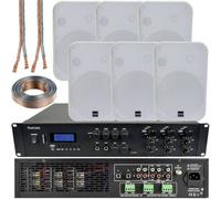 Loops 1200W Bluetooth Sound System 6X 200W White Wall Speaker 6 Zone Matrix Amplifier