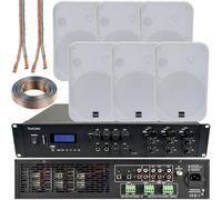 1200W Bluetooth Sound System 6x 200W White Wall Speaker 6 Zone Matrix Amplifier