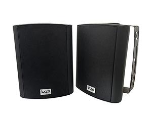 Loops 120W 5.25” Indoor & Outdoor Active Bluetooth Wall Speakers - Pair of Black Stereo Wireless Music Streaming Speaker - IP56 External Weatherproof Garden Bar & Hot Tub