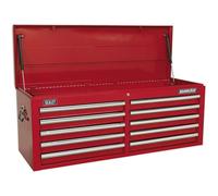 Loops 1265 x 435 x 490mm RED 10 Drawer Topchest Tool Chest Lockable Storage Cabinet Loops Multicolor