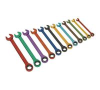 Loops 12pc MULTI COLOUR Combination Ratchet Spanner Kit - Hardened Metric Socket Ring Loops Multicolor