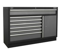 Loops 1360mm Modular 7 Drawer Floor Cabinet - Ball Bearing Slides - Locking - 2 Keys Loops Multicolor