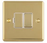 Loops 13A Dp Switched Fused Spur Mains Isolation Wall Plate Polished Brass And White