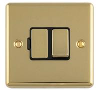 Loops 13A Dp Switched Fused Spur Wall Plate Polished Brass With Black Insert