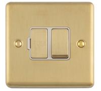 Loops 13A Dp Switched Fused Spur Wall Plate Satin Brass & White