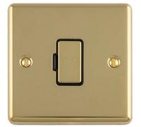 Loops 13A Dp Unswitched Fuse Spur Wall Plate, Polished Brass With Black Insert