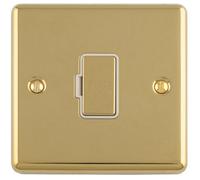 Loops 13A Dp Unswitched Fused Spur Wall Plate, Polished Brass With White Insert