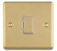 Loops 13A Dp Unswitched Fused Spur Wall Plate Satin Brass & White 86X86mm