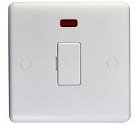 Loops 13A Unswitched Fuse Spur & Neon - White Plastic Mains Isolation Wall Plate