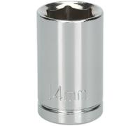 Loops 14mm Chrome Plated Drive Socket - 1/2" Square Drive - High Grade Carbon Steel in Metallics Loops Metallics