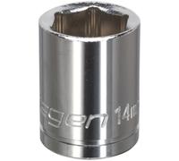 Loops 14mm Chrome Plated Drive Socket - 3/8" Square Drive - High Grade Carbon Steel in Metallics Loops Metallics