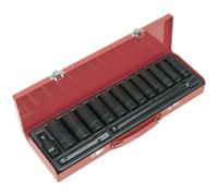 Loops 15 Piece Impact Socket Set - 1/2" Sq Drive - Deep Sockets - Corrosion Resistant Loops Multicolor