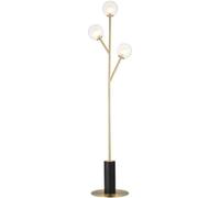 Loops 1500mm Floor Lamp - Satin Brass Plate & Clear Frosted Glass - Standing Led Light Base & Shade