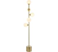 Loops 1515mm Floor Lamp - Satin Brass Plate & Gloss White Glass - Standing Led Light Base & Shade