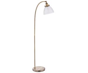 Loops 1520mm Free Standing Curved Arched Arm Floor Lamp | Antique Brass & Glass Shade | 40W E27 LED On/Off Switch Mood Lighting | Over Head Reading Light Living Room Lounge | Retro Style Slim Tall