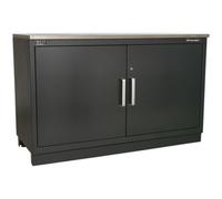 Loops 1550mm Heavy Duty Modular Floor Cabinet - Two Door - Steel - Adjustable Shelf in Metallics Loops Metallics
