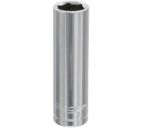 Loops 15mm Chrome Plated Deep Drive Socket - 1/2" Square Drive High Grade Carbon Steel in Metallics Loops Metallics