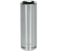 Loops 15mm Chrome Plated Deep Drive Socket - 3/8" Square Drive High Grade Carbon Steel in Metallics Loops Metallics