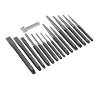Loops 16 Piece Steel Punch & Chisel Set - Hardened & Tempered - Sharpening Gauge in Metallics Loops Metallics