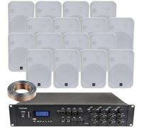 Loops 1600W Bluetooth Sound System 16X 200W White Wall Speaker 8 Zone Matrix Amplifier