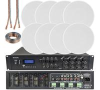 Loops 1600W Bluetooth Sound System 8X 100W Slim Ceiling Speaker 8 Zone Mixer Amplifier