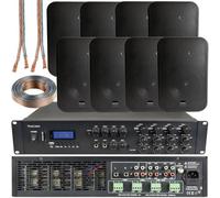 Loops 1600W Bluetooth Sound System 8X 200W Black Wall Speaker 8 Zone Matrix Amplifier