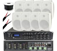 Loops 1600W LOUD Outdoor Bluetooth System 8x White Speaker Weatherproof Music Player Loops White