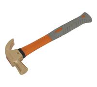 Loops 16oz Non-Sparking Claw Hammer - Fibre Glass Shaft - Shock Absorbing Grip in Clear Loops Clear
