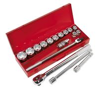 Loops 17 PACK Socket Set - 3/4" Square Drive - 6 Point Socket Kit - Chrome Vanadium Loops Multicolor