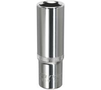 Loops 17mm Forged Steel DEEP Drive Socket - 1/2" Square Drive Polished Chrome Vanadium in Metallics Loops Metallics