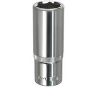Loops 17mm Forged Steel DEEP Drive Socket - 3/8" Square Drive Polished Chrome Vanadium in Metallics Loops Metallics
