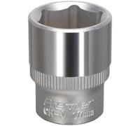 Loops 17mm Forged Steel Drive Socket - 3/8" Square Drive - Chrome Vanadium Socket in Metallics Loops Metallics