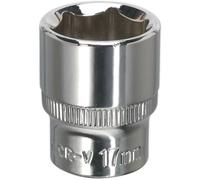Loops 17mm Forged Steel Drive Socket - 3/8" Square Drive - Polished Chrome Vanadium in Metallics Loops Metallics