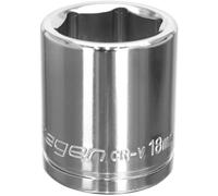 Loops 18mm Chrome Plated Drive Socket - 3/8" Square Drive - High Grade Carbon Steel in Metallics Loops Metallics