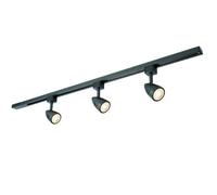 Loops 1m Adjustable Ceiling Track Spotlight Kit Matt Black 3x GU10 Downlight Rail Loops Black