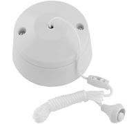 Loops 1m Pull Cord Ceiling Switch - 10A 230V - White PLASITC Bathroom Round Rose 2 Way - Pull Down Shower Switch