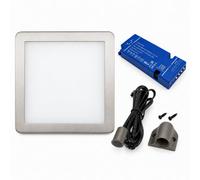 Loops 1X 24V Dimmable Aluminium Low Profile Square Surface Mounted Led Under Cabinet Light And Driver Kit, 3 White Colours