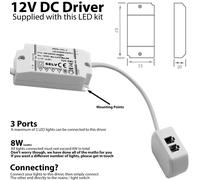 Loops 1x ALUMINIUM Slim Rectangle Under or Over Cabinet Kitchen Light & Driver Kit - Natural White LED Loops White