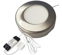 Loops 1x BRUSHED NICKEL Round Surface or Flush Under Cabinet Kitchen Light & Driver Kit - Natural White LED