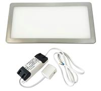 Loops 1x BRUSHED NICKEL Ultra-Slim Rectangle Under Cabinet Kitchen Light & Driver Kit - Warm White Diffused LED