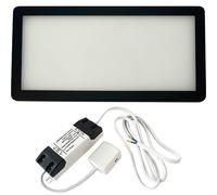 Loops 1x MATT BLACK Ultra-Slim Rectangle Under Cabinet Kitchen Light & Driver Kit - Warm White Diffused LED