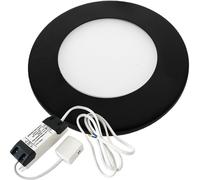 Loops 1x MATT BLACK Ultra-Slim Round Under Cabinet Kitchen Light & Driver Kit - Natural White Diffused LED