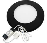 Loops 1x MATT BLACK Ultra-Slim Round Under Cabinet Kitchen Light & Driver Kit - Warm White Diffused LED