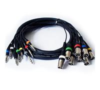 Loops 2.5m 8 Way XLR Male to 6.35mm ¼ Stereo Plug Loom Cable/Lead-Mic Stage Multicore
